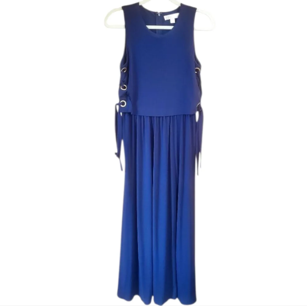 Michael Kors Grommet-Laced Navy Sleeveless Maxi Size Small.